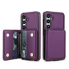 For Samsung Galaxy S24 FE 5G Crossbody Dual-buckle Wallet RFID Back Leather Phone Case(Dark Purple)