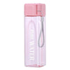 500ml Simple Square Mug Portable Leak-Proof Plastic Cup Sports Camping Bottle(Pink)