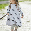 Spring and Autumn Girls Cartoon Mouse Pattern Long Sleeve Dress, Kid Size:100cm(Grey)