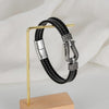 OPK PH1593 Stainless Steel Horseshoe Buckle Accessories Double Braided Leather Bracelet