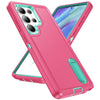 For Samsung Galaxy S25 Ultra 5G Rugged PC Hybrid Silicone Phone Case with Holder(Rose Red+Light Green)