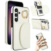 For Samsung Galaxy S25 5G Ring Holder Card Bag Skin Feel Phone Case(White)