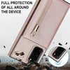 For Samsung Galaxy S20 Cross-body Zipper Square TPU+PU Back Cover Case with Holder & Card Slots & Wallet & Strap(Rose Gold)