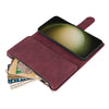 For Samsung Galaxy S25+ 5G Multifunctional Frosted Zipper Wallet Leather Phone Case(Wine Red)