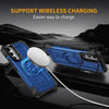 For Samsung Galaxy A34 Lens Holder MagSafe Phone Case(Blue)