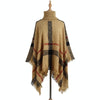 Women Mid-Length Turtleneck Sweater Fringed Cloak Shawl, Size: Free Size(Khaki)