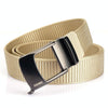 AWMN Men Nylon Cutout Automatic Buckle Toothless Belt, Length: 120cm(Khaki)