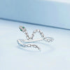 BSR347 Sterling Silver S925 Zirconia Wrapped Spirit Snake Snake Open Ring