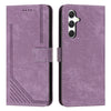 For Samsung Galaxy A56 5G Skin Feel Stripe Pattern Leather Phone Case with Long Lanyard(Purple)