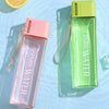 500ml Simple Square Mug Portable Leak-Proof Plastic Cup Sports Camping Bottle(Pink)