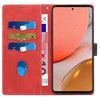 For Samsung Galaxy A72 5G / 4G Grid Stitching Leather Phone Case with Lanyard(Red)