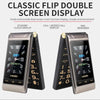 Dual-screen Flip Phone, 2.8 inch  + 2.4 inch, 5900mAh Battery, Support FM, SOS, GSM, Family Number, Big Keys, Dual SIM (Gold)