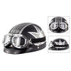 Soman Electromobile Motorcycle Half Face Helmet Retro Harley Helmet with Goggles(Matte Black Maple Leaf)