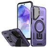 For Samsung Galaxy A55 5G Shield Frame Holder MagSafe Phone Case(Purple)