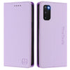 For Samsung Galaxy S20 RC01 Dual-Folded Magnetic Suction RFID Leather Phone Case(Light Purple)