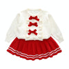 Girls Bow Sweater + Half Skirt Set Knitted Two-Piece Kit, Size: 130cm(Pink)