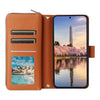 For Samsung Galaxy A35 Nine-card Slots Zipper Wallet Bag Leather Phone Case(Brown)