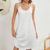 Women Summer Round Neck Halter Loose Sleeveless Dress, Size: XXL(White)