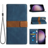 For Samsung Galaxy S23+ 5G Grid Stitching Leather Phone Case with Lanyard(Blue)