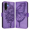 For Samsung Galaxy A56 5G Global Embossed Butterfly Leather Phone Case(Light Purple)