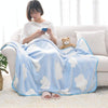 Summer Thin Coral Flannel Office Nap Blanket, Size:180x200cm(Green Clouds)