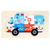 3 PCS Three-dimensional Buckle Traffic Puzzle Cognitive Puzzle Wooden Toy(Ambulance)