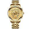 FNGEEN 4088 Men Hollow Quartz Watch Student Waterproof Luminous Watch(Full Gold Gold Surface)