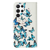 For Samsung Galaxy S25 Ultra 5G Colored Drawing Marble Pattern Leather Phone Case(Little Blue Butterflies)