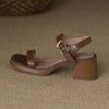 Summer Platform Mid Heel Open Toe Sandals, Size: 36(Brown)