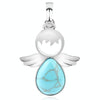 Women Angel Wings Pendants Natural Crystal Stone Necklaces(Turquoise)