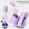 For Samsung Galaxy S22 5G Double Flap Zipper RFID Leather Phone Case with Short Lanyard(Light Purple)