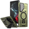 For Samsung Galaxy S22 Ultra 5G Shield Frame Holder MagSafe Phone Case(Olive Green)