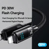 USAMS SJ741 30W USB-C / Type-C to 8 Pin Zinc Alloy Digital Display Fast Data Cable, Length: 1.2m(Titanium)
