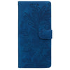 For iPhone X / XS Lace Floral Embossed Magnetic Buckle Leather Phone Case(Blue)