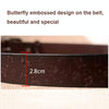 ZK--067 Retro Engraved Buckle Butterfly Print Pin Buckle Leather Belt, Length: 110cm(Brown)