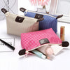 Striped Dumpling Cosmetic Bag Travel Folding Toiletry Bag(Rose Red)
