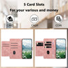For Samsung Galaxy A56 5G Tulips Embossed Leather Phone Case with Lanyard(Pink)