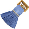 Summer Girl Sleeveless Denim Skirt Dress, Size:120cm(Dark Blue Dot Belt)