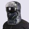 Leather Lei Feng Hat Winter Warm Ear Protection Cotton Cap, Style: Black Lens Navy