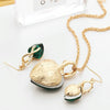 3 PCS / Set Women Heart Shaped Crystal Zircon Earring Necklace Jewelry Set(Green)