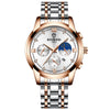 BINBOND B3591 30m Waterproof Luminous Calendar Men Watch, Color: Rose Gold-White