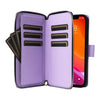 For iPhone 12 / 12 Pro Nine-card Slots Zipper Wallet Bag Leather Phone Case(Light Purple)