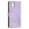 For iPhone 12 mini Tulips Embossed Leather Phone Case with Lanyard(Purple)