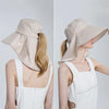 8112 Ladies Sunshade Large Brim Ponytail Bucket Hat(Beige)