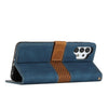 For Samsung Galaxy A32 5G Grid Stitching Leather Phone Case with Lanyard(Blue)