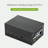 Waveshare Stripe Aluminum Cooling Case for Raspberry Pi 4, Built-In Active Radiator with Fins(Black)