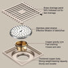 All Copper Brushed Anti-Odor Floor Drain Gravity Copper Core Bathroom Floor Drain, Specification: Round Straight Strip Single Use