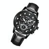 FNGEEN 4088 Men Hollow Quartz Watch Student Waterproof Luminous Watch(All Black Surface White Nails)