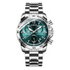 OCHSTIN 6123B Multifunctional Quartz Waterproof Luminous Steel Strap Men Watch(Silver Green)