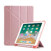 Multi-folding Shockproof TPU Protective Case for iPad 9.7 (2018) / 9.7 (2017) / air / air2, with Holder & Pen Slot(Pink)